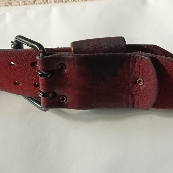 Vintage thick leather belt w Double Prong Buckle. Premium full leather 1.75" - Picture 5 of 10